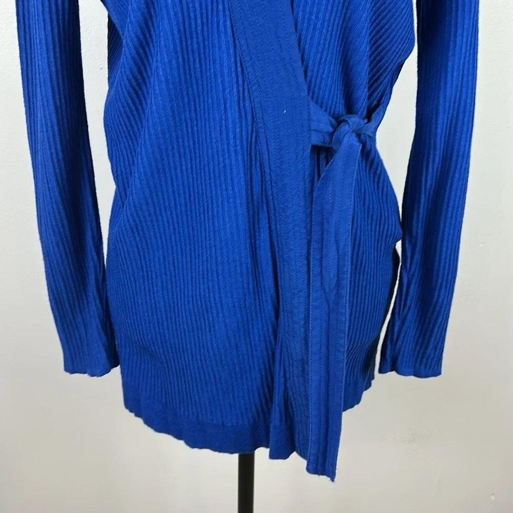 Sandro Silk Cashmere Knit Wrap Kimono Style Cardigan Sweater Size 1 Royal Blue - Picture 4 of 14